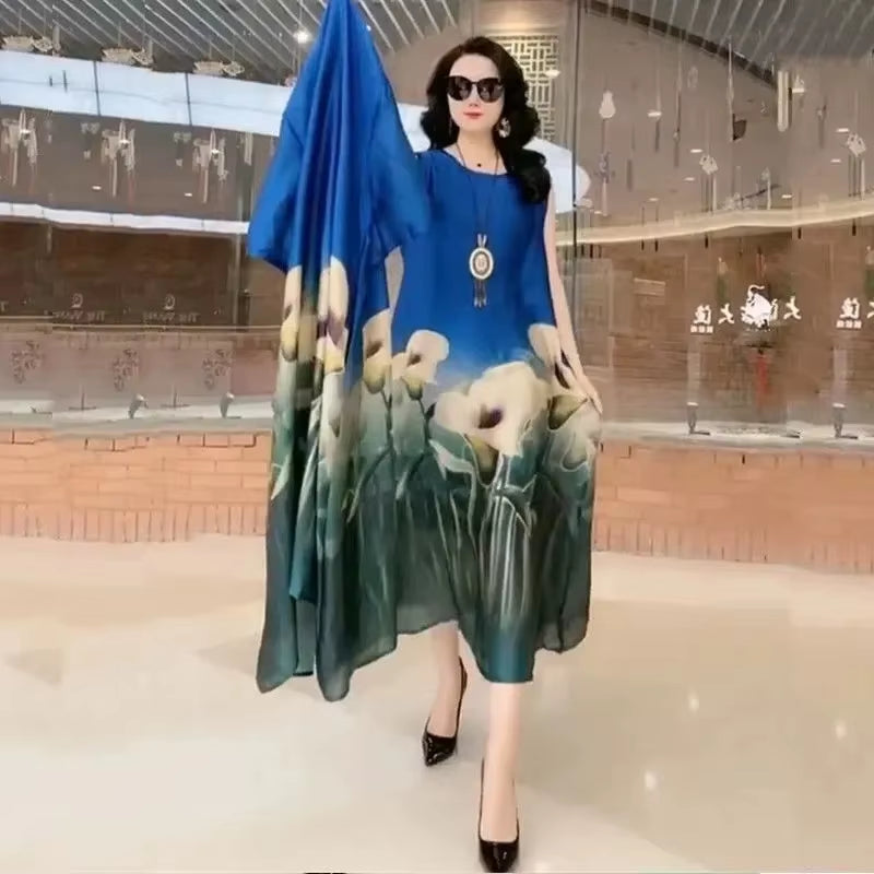 GraceBloom: Elegant Print Two-Piece Summer Dress Set for Women