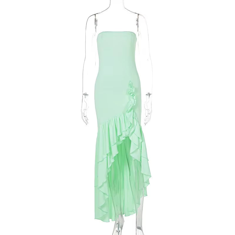 Sultry Elegance Off-Shoulder Maxi – 2024 Summer Ruffle Bodycon Party Dress