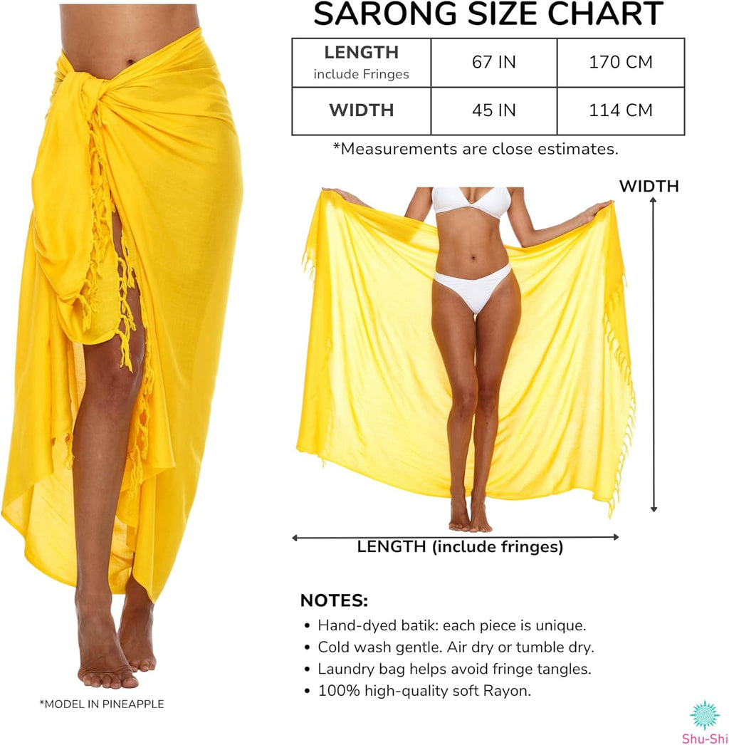 Womens Beach Cover up Sarong Swimsuit Cover-Up Many Solids Colors