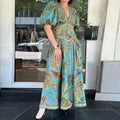 Timeless Grace: Vintage Lantern Sleeve V Neck Maxi Dress